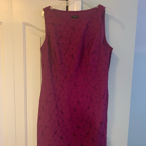 Ann Taylor Dresses & Skirts - Ann Taylor purple dark magenta lace floral crochet sheath dress